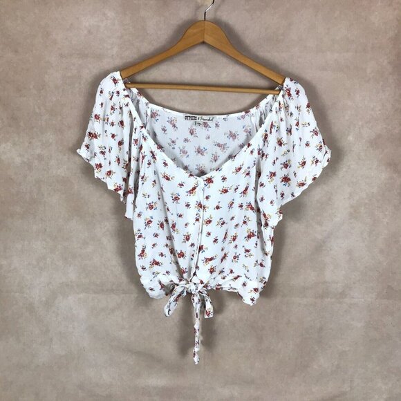 GYPSIES & MOONDUST Flutter Sleeve Tie Front Boho Top NEW MEDIUM - Picture 9 of 9
